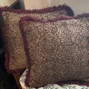 Bombay Burgundy and Gold Accent Pillows